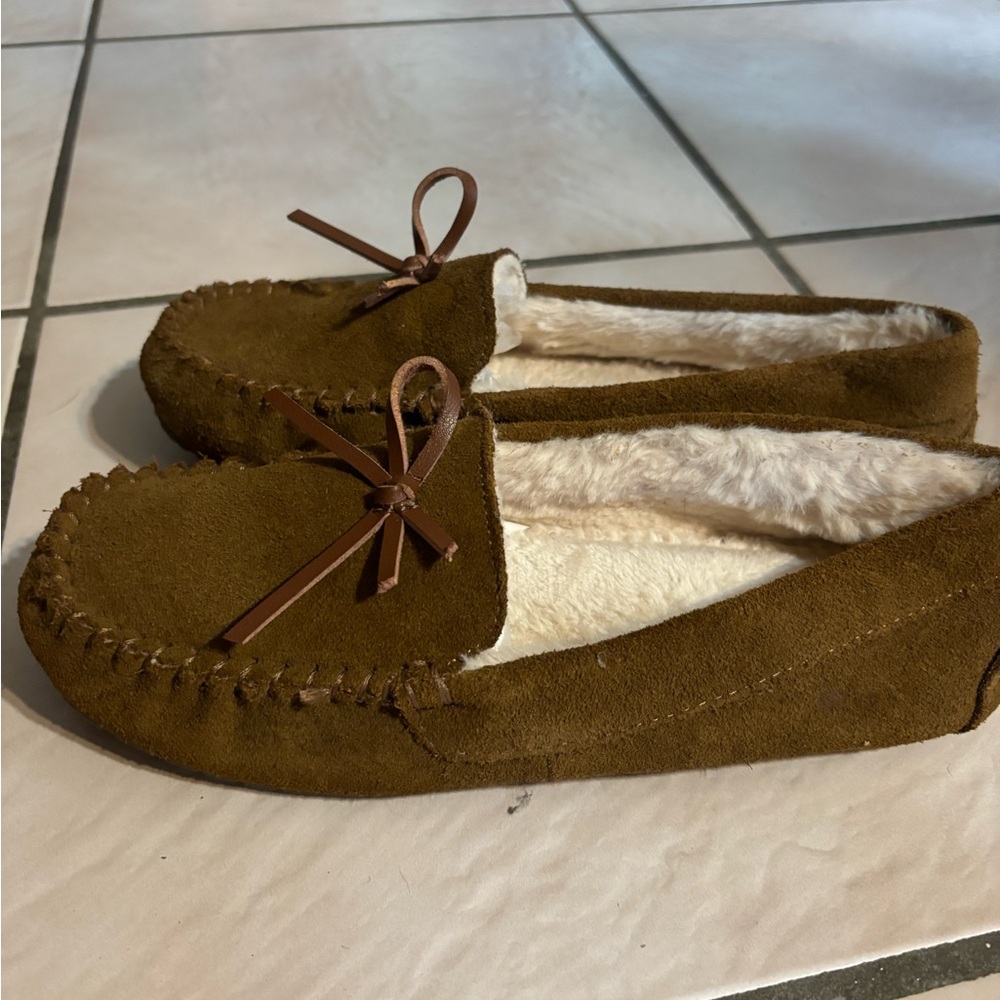 Brown Suede Moccasin Slippers